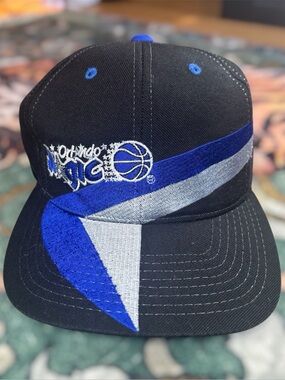 Vintage 90s Lee Sport Orlando Magic Hat SnapBack Cap Jagged Edge Spike Wool NBA